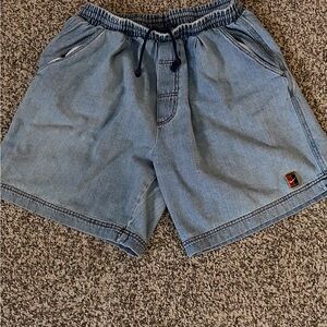 1990’s Vintage Nike Light Blue Denim Drawstring Men's Shorts